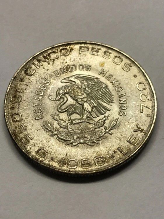 楽天市場】1956 メキシコ 5 シンコ ペソ シルバー Unc #10795 : WORLD