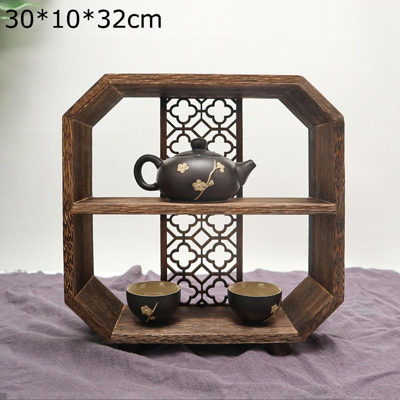 楽天市場】茶器収納棚 茶キャビネット 木製 透かし彫り 2段式 3段式