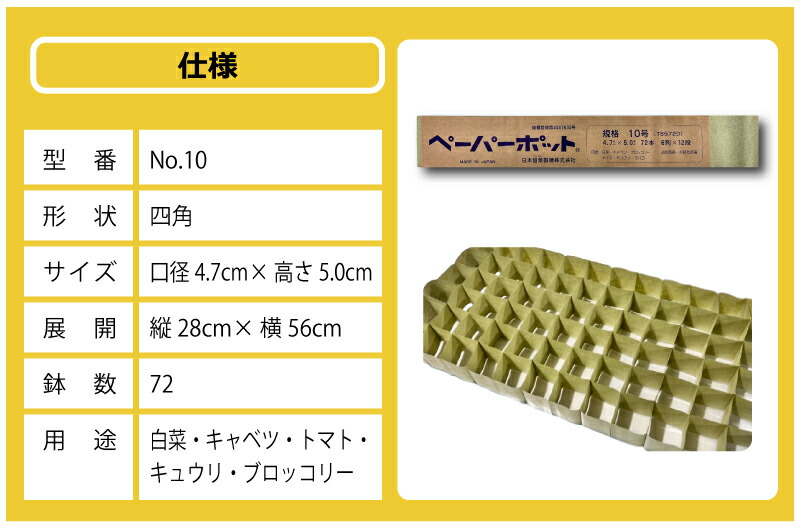 楽天市場】200冊 (個) ペーパーポット No.10 10号 72鉢 生分解性 紙筒
