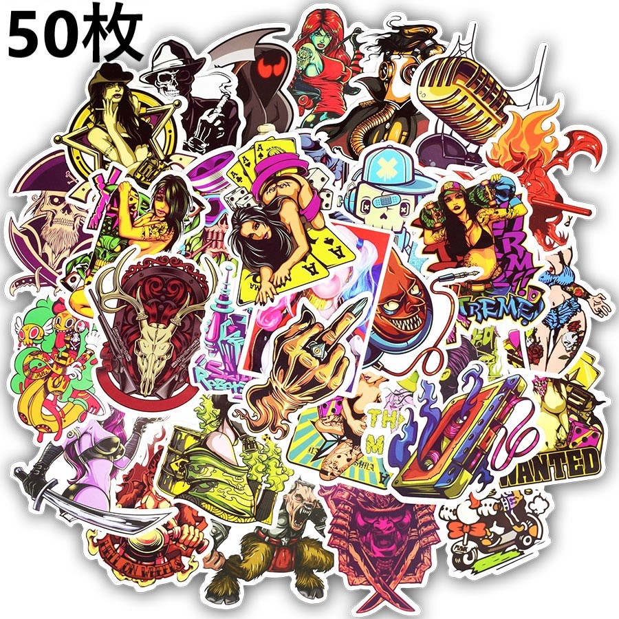 楽天市場】送料無料 パンク ステッカー ヴィンテージシール 50枚セット