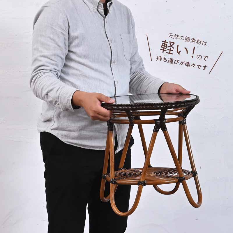 楽天市場】ラタンガラス テーブル 40cm幅 ガラステーブル サイド