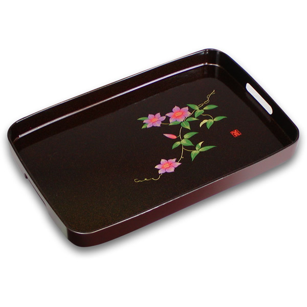 楽天市場】お盆 長手盆 48cm 鉄仙 ｜ 長手盆 和風 トレー 取手穴