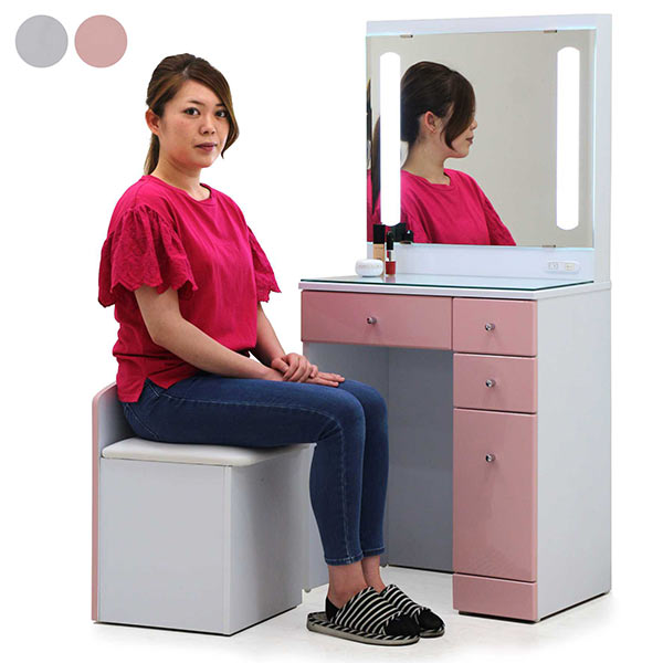 楽天市場】女優ミラー ドレッサー デスク LEDライト付き 女優