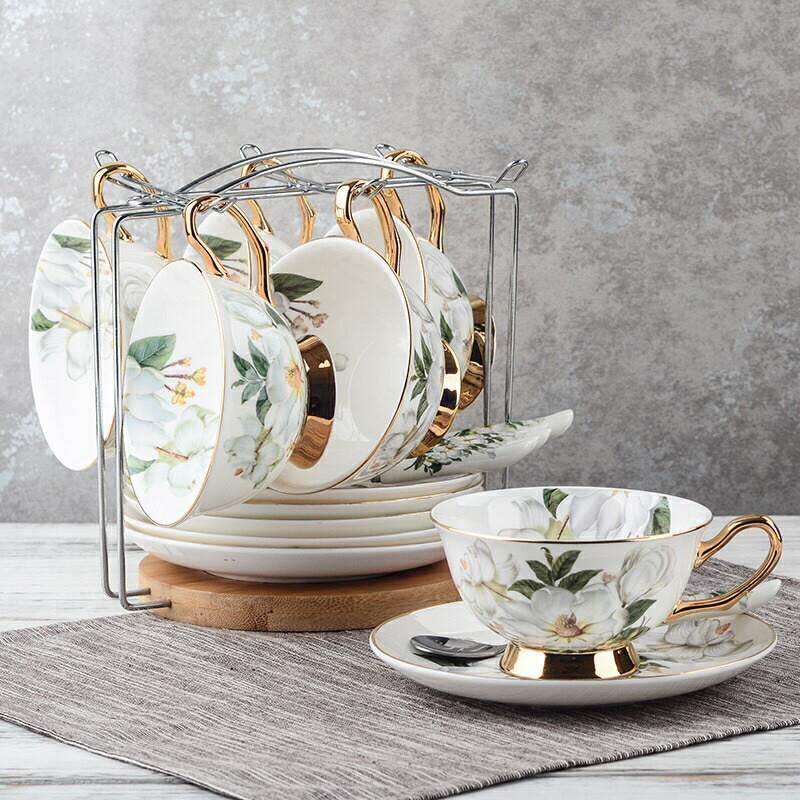 楽天市場】A042871上品ティーカップ＆ソーサー 6客セット 花柄．陶器