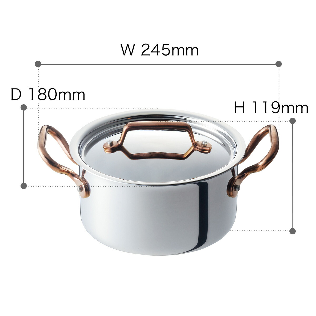 楽天市場】ビタクラフト ディア 両手鍋 16cm ih 対応 ローズゴールド