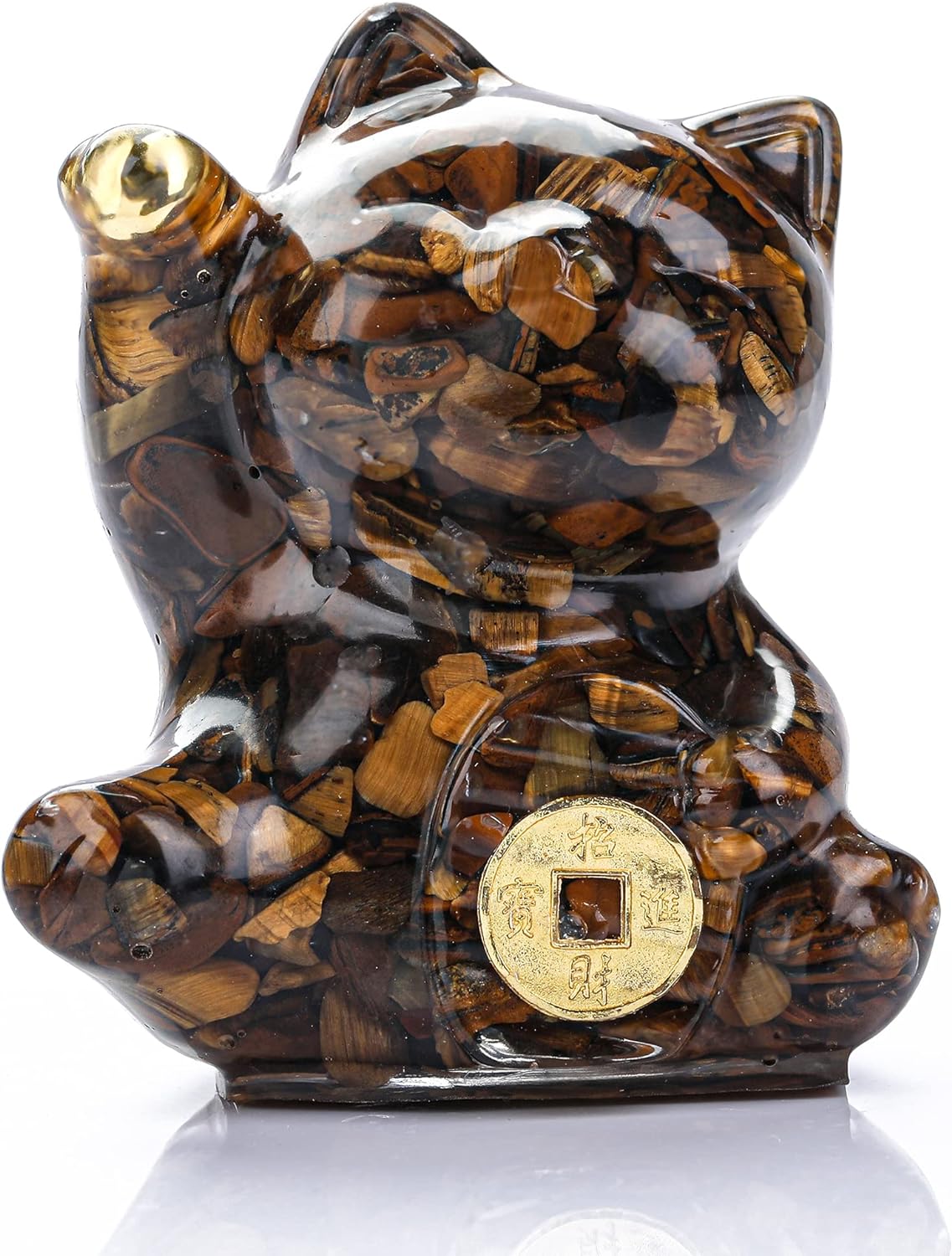 楽天市場】タイガーアイ ブラウン ラッキーキャット 幸運のネコ猫置物