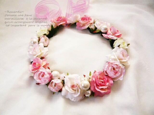 楽天市場】ピンクブーケ 新郎用ブートニア 花冠 セット ブーケ