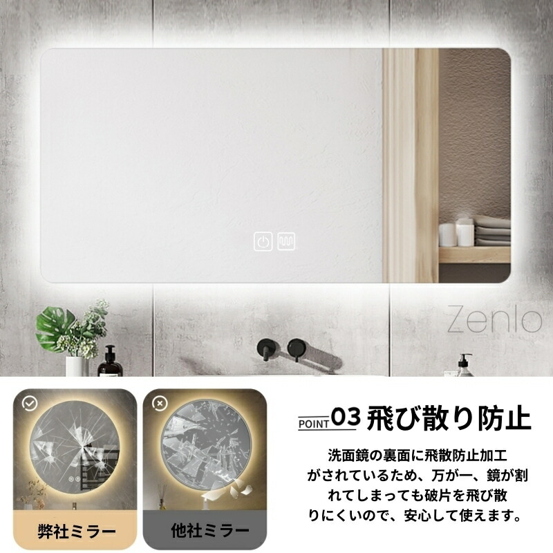 楽天市場】【ポイント15倍！】鏡 LEDライト 四角型 壁掛け ミラー 女優