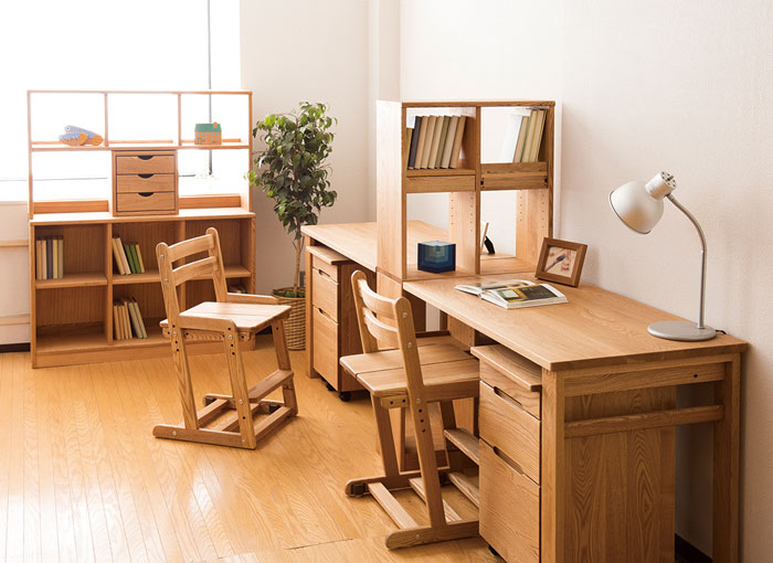 楽天市場】デスク ナラ無垢 木製 ユニットデスク システムデスク