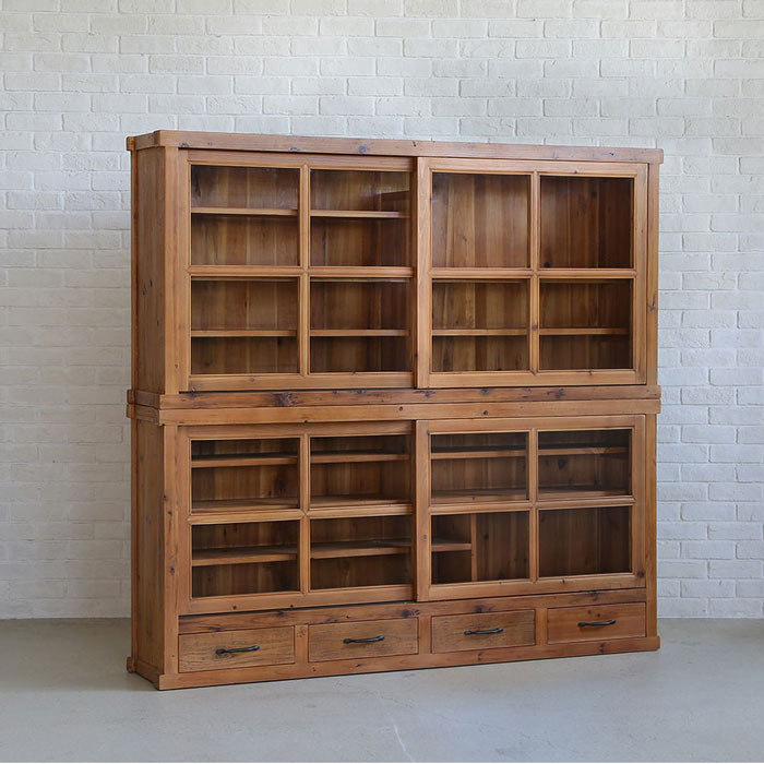 楽天市場】食器棚 キッチンボード キャビネット ヴィンテージ風 杉古材