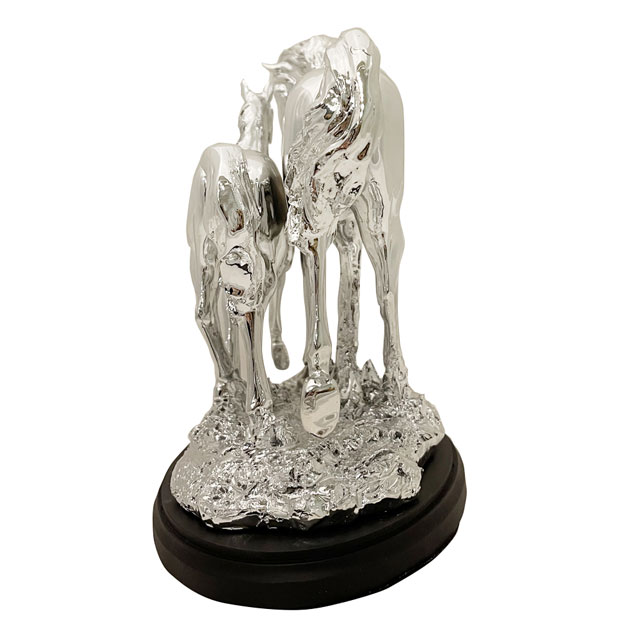 楽天市場】馬の置物 置物 馬 うま 親子 子馬 ホース シルバー 風水