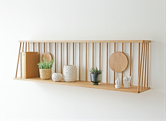 楽天市場】木製シェルフ ウォールラック オーク無垢 日本製 国産家具
