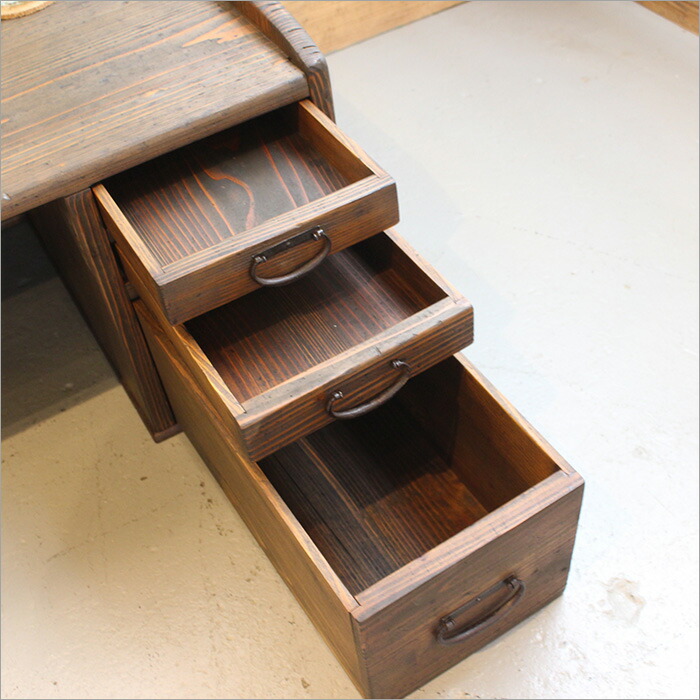 楽天市場】両面から引き出せる 両袖 文机 アンティーク 座机 帳場机 座