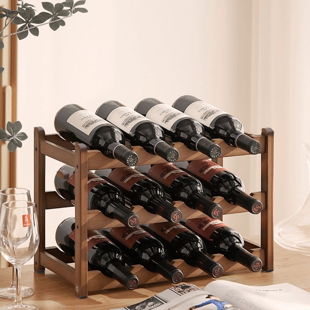 楽天市場】【楽天1位受賞】 天然竹製 ワインラック 3段 12本収納