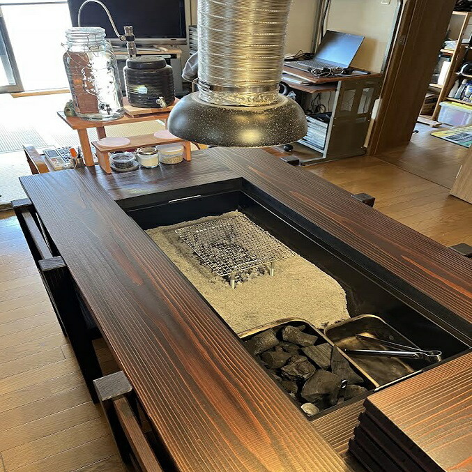 楽天市場】大型囲炉裏テーブル 1400x800x280mm 蓋付 座卓タイプ 無垢材