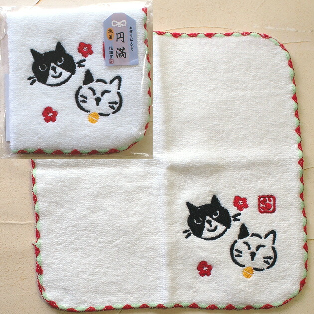 楽天市場】在庫限り 猫柄 抗菌 防臭 お守り はんかち 開運 円満 感謝