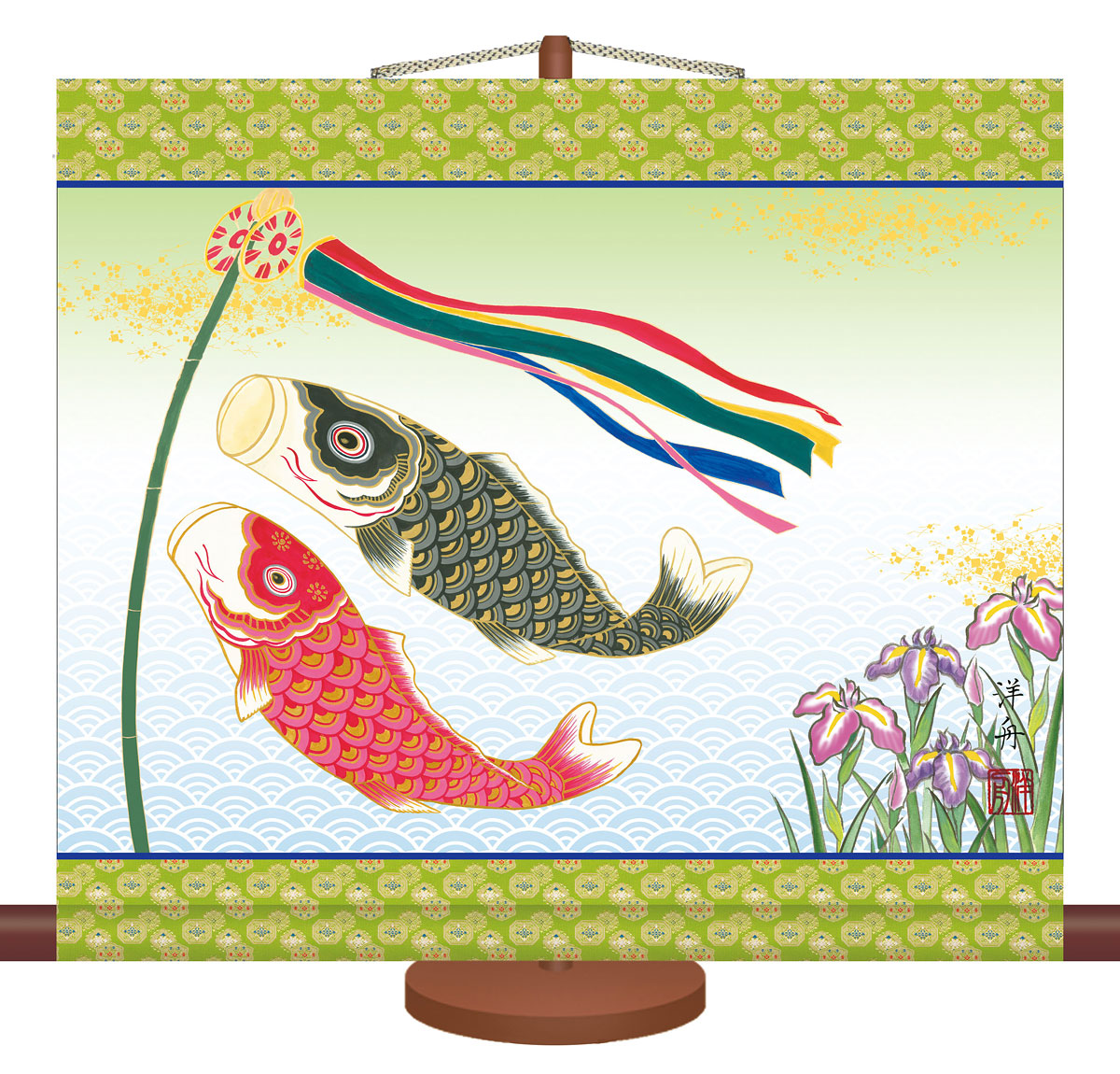 楽天市場】端午の節句掛軸 掛け軸 こいのぼり 小野洋舟 約横44.5cm×縦