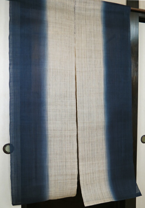楽天市場】麻のれん のれん 暖簾 ：縦染ぼかし紺藍（手織り和風麻暖簾