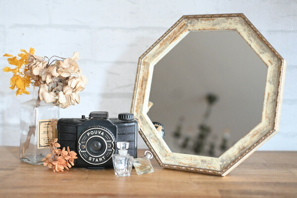 楽天市場】八角形型のおしゃれな壁掛け・卓上兼用ミラー『ヴィンテージ