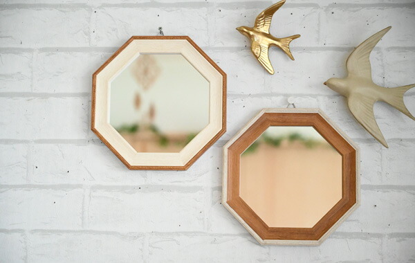 楽天市場】八角形型のおしゃれな壁掛け・卓上兼用ミラー『ナチュラル