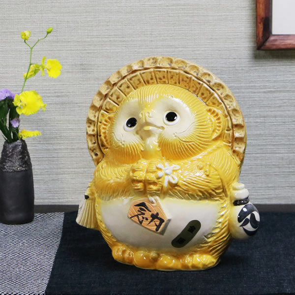 楽天市場】信楽焼 風水狸(黄色) 金運、社交運にご利益あり 縁起物
