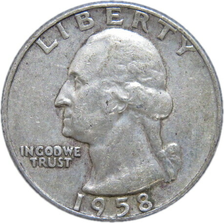 楽天市場】【銀貨】アメリカ ワシントン 1/4ドル(25セント)銀貨 1958年