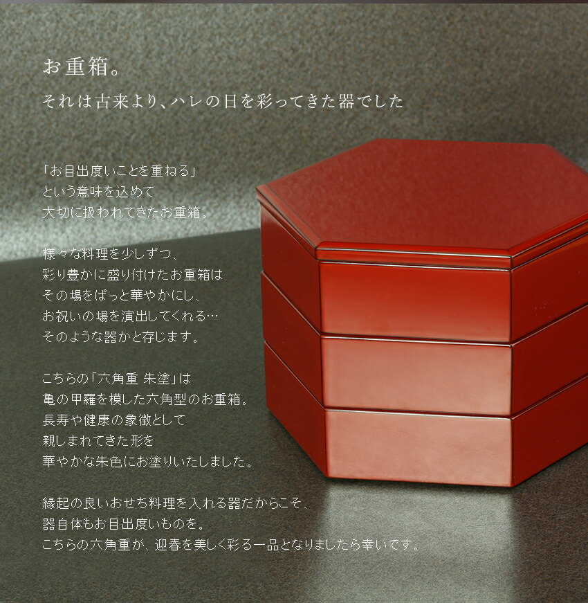 楽天市場】【宮内庁御用達 漆器 山田平安堂】漆器 重箱 六角型 三段重