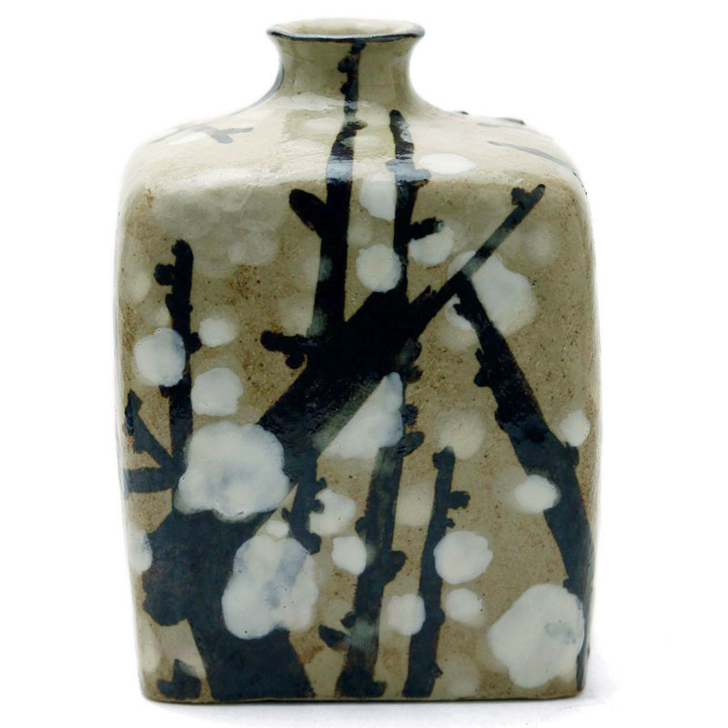 楽天市場】京焼・清水焼：乾山写槍梅四方徳利・伏原博之《酒器・徳利