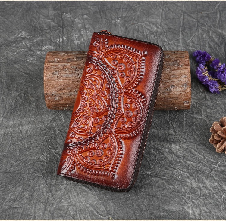 楽天市場】財布 レディース 長財布 本革 長 カービング 彫刻 ラウンド