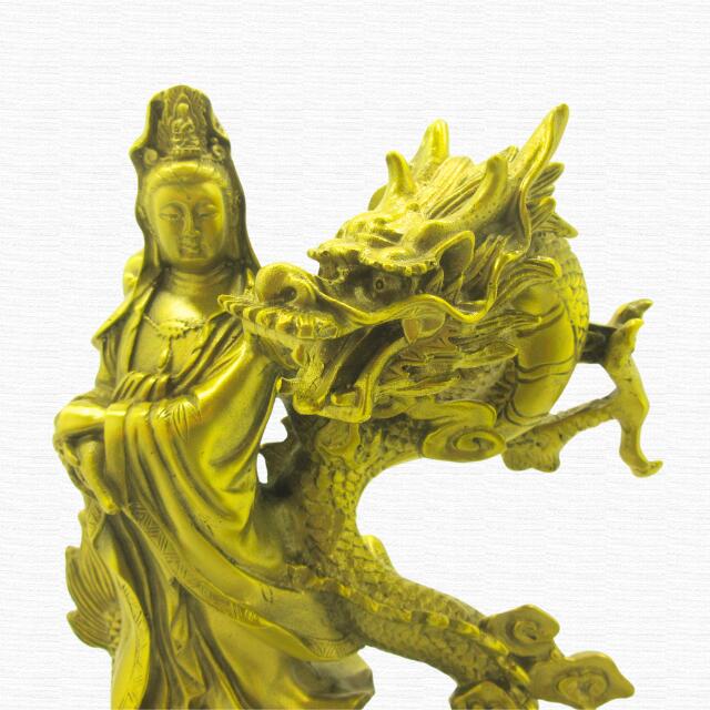 楽天市場】龍上観音 置物 観音菩薩像 龍乗観音 特大サイズ 龍の置物 高