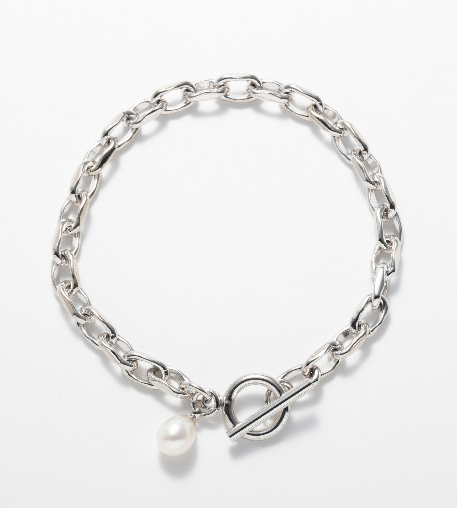 LINK CHAIN PEARL CHARM BRACELET - tsui