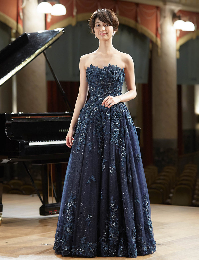 ダークネイビーロングドレス・TW1901-DNY｜演奏会・発表会ドレスの