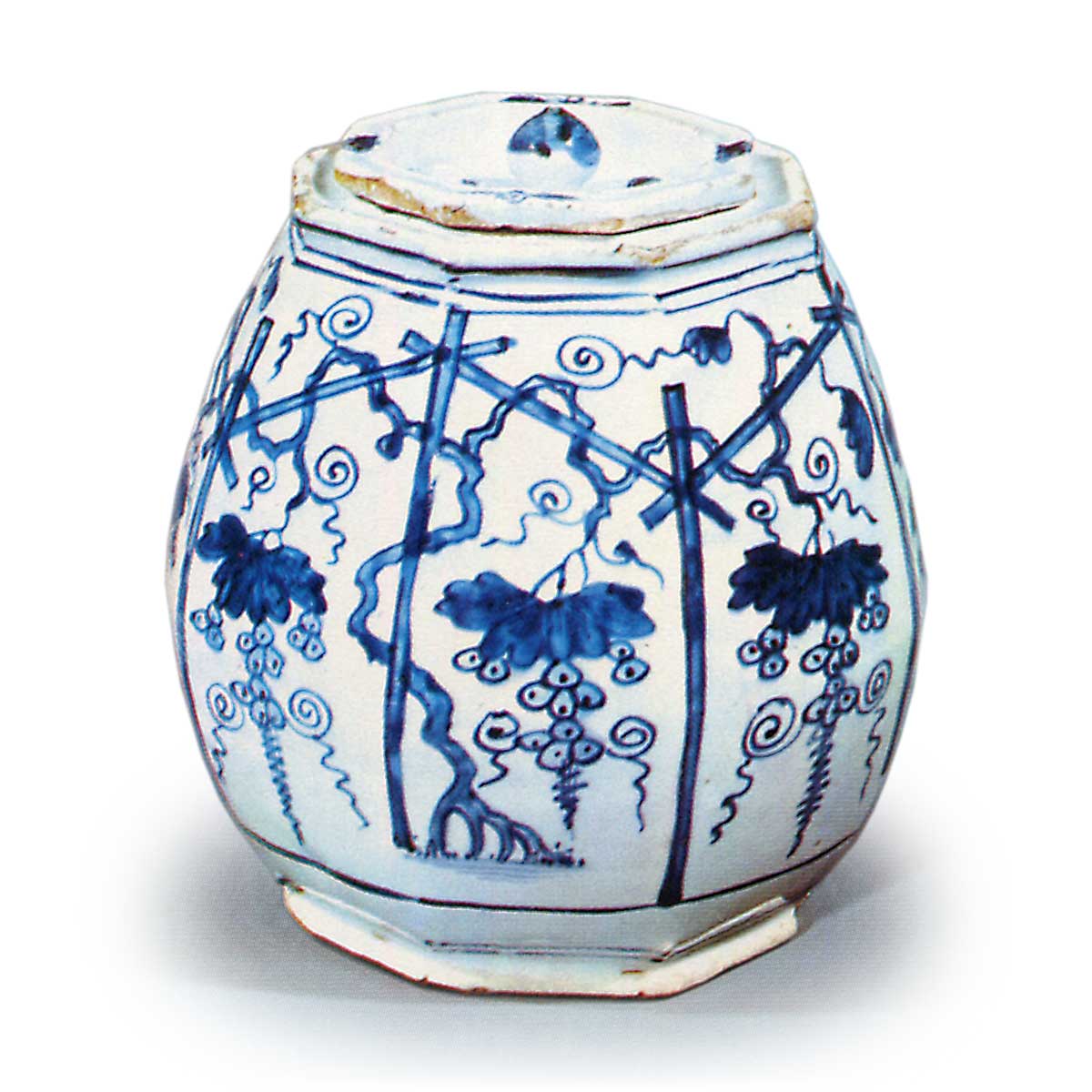 染付葡萄棚八角水指 そめつけぶどうだなはっかくみずさし | 鶴田 純久