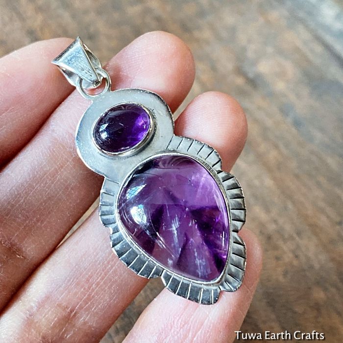 1点もの 高品質ファントムアメジストペンダントトップ トラピッチェ