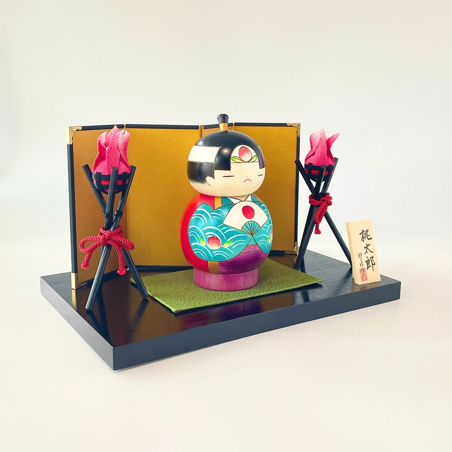 五月人形こけし 桃太郎 大 かがり火セット｜卯三郎こけし公式