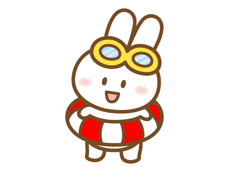 浮き輪と水中メガネを装着したうさぎ | うさぎのフリー素材 by