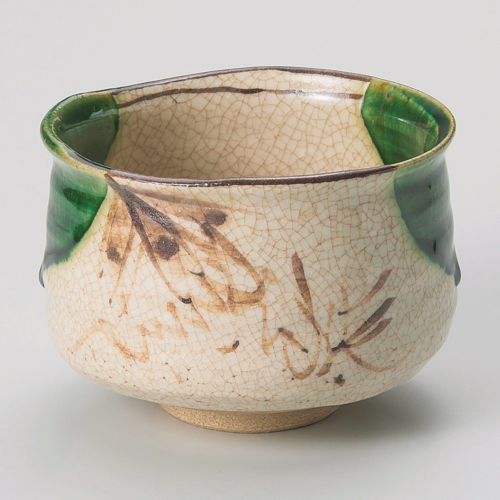 359-2-717 赤津焼織部抹茶碗（化） 12×8.3㎝ 茶器 茶道具・抹茶碗