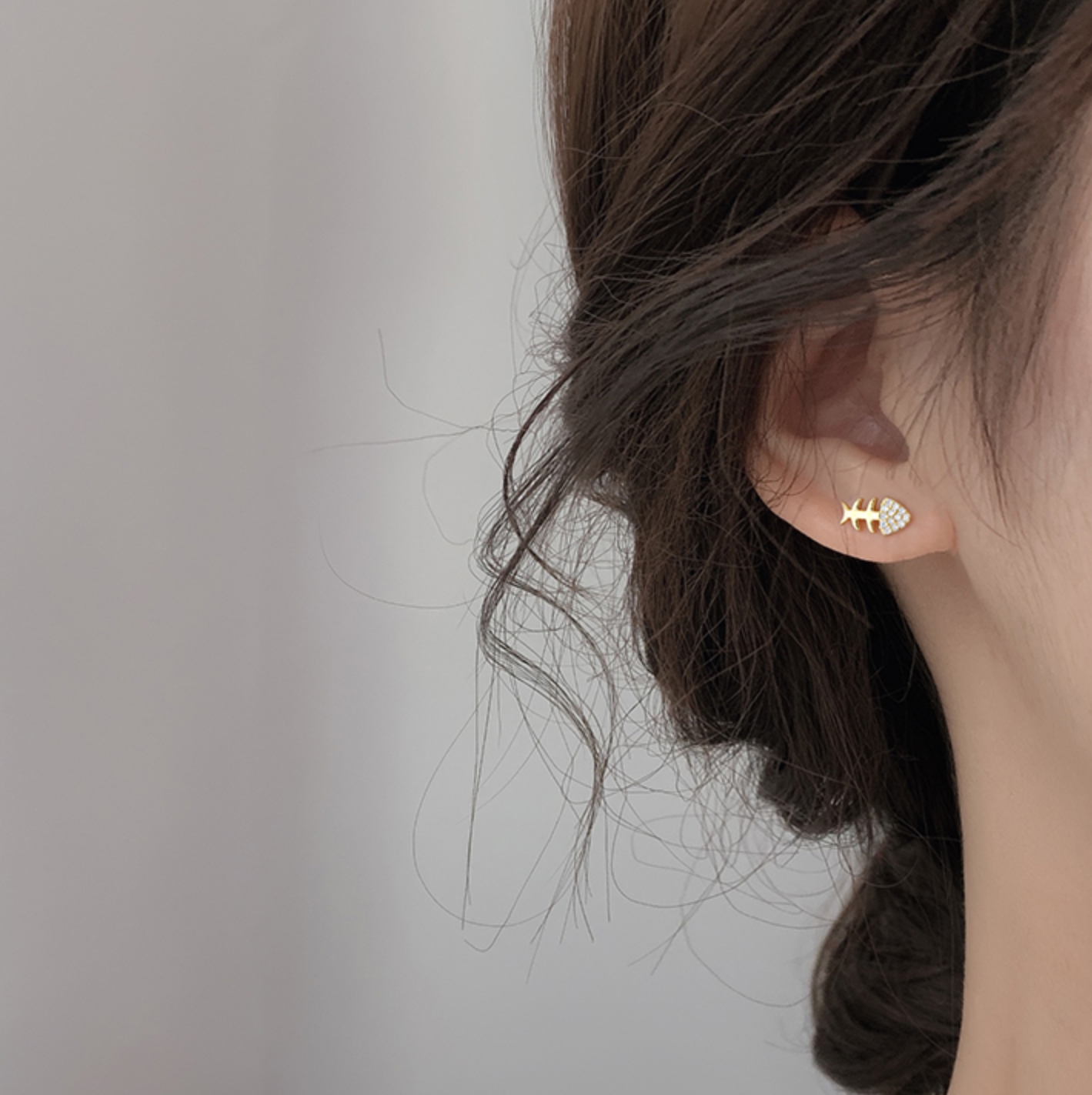 猫ちゃんと魚の骨のピアス ガーフィールド SILVER 0034 | オリジナル