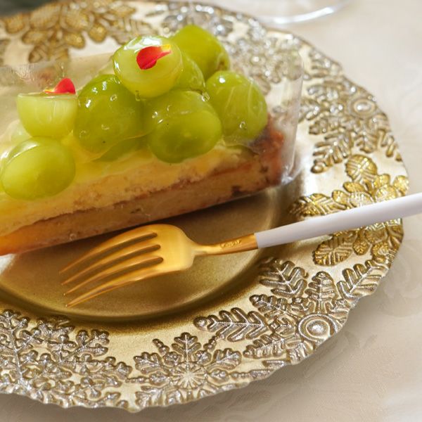 スノー プレート 22cm ゴールド | Vetro Felice - 幸せのガラス