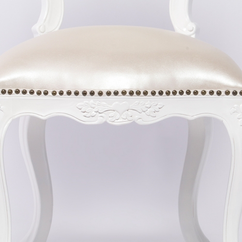 ロココ調 ハート型チェア ダイニングチェア ホワイトxパールホワイト