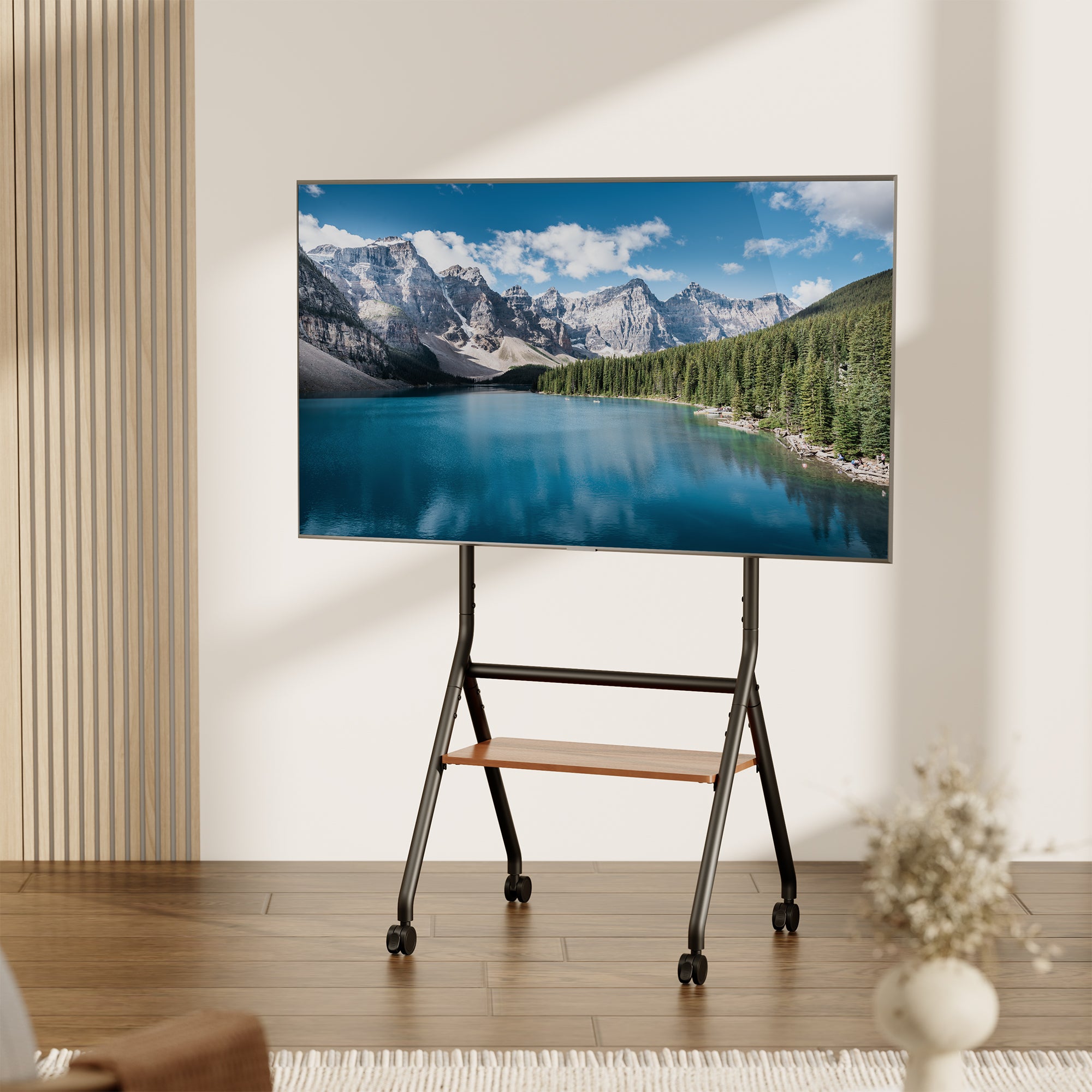 Mobile Studio TV Stand with Shelf for 37” to 86” TVs – VIVO - desk