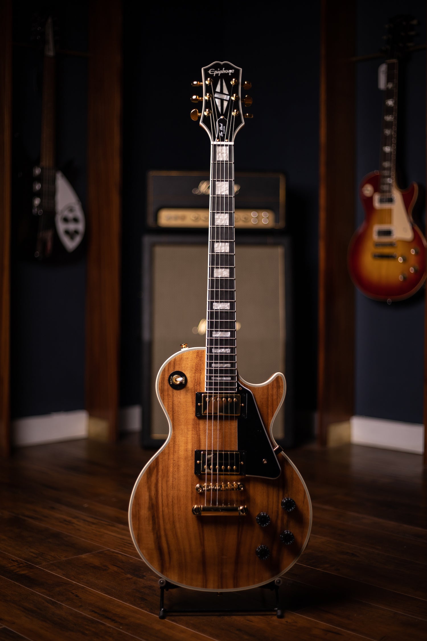 Epiphone Les Paul Custom Pro Koa Electric Guitar - Natural – Walt