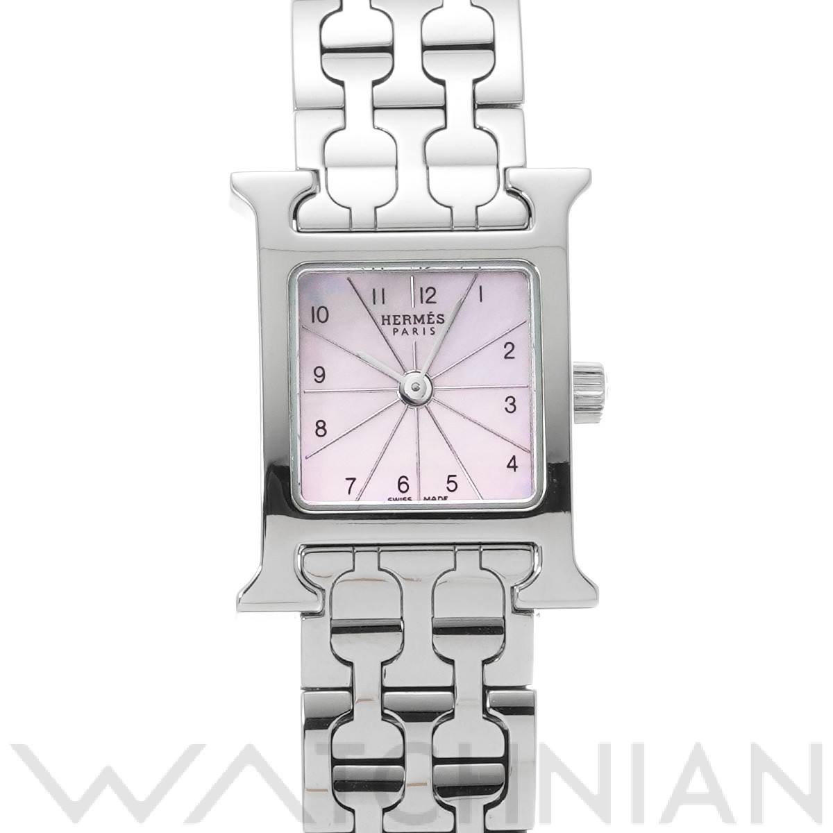 エルメス Hウォッチ ミニ HH1.110 ピンクシェル レディース 時計