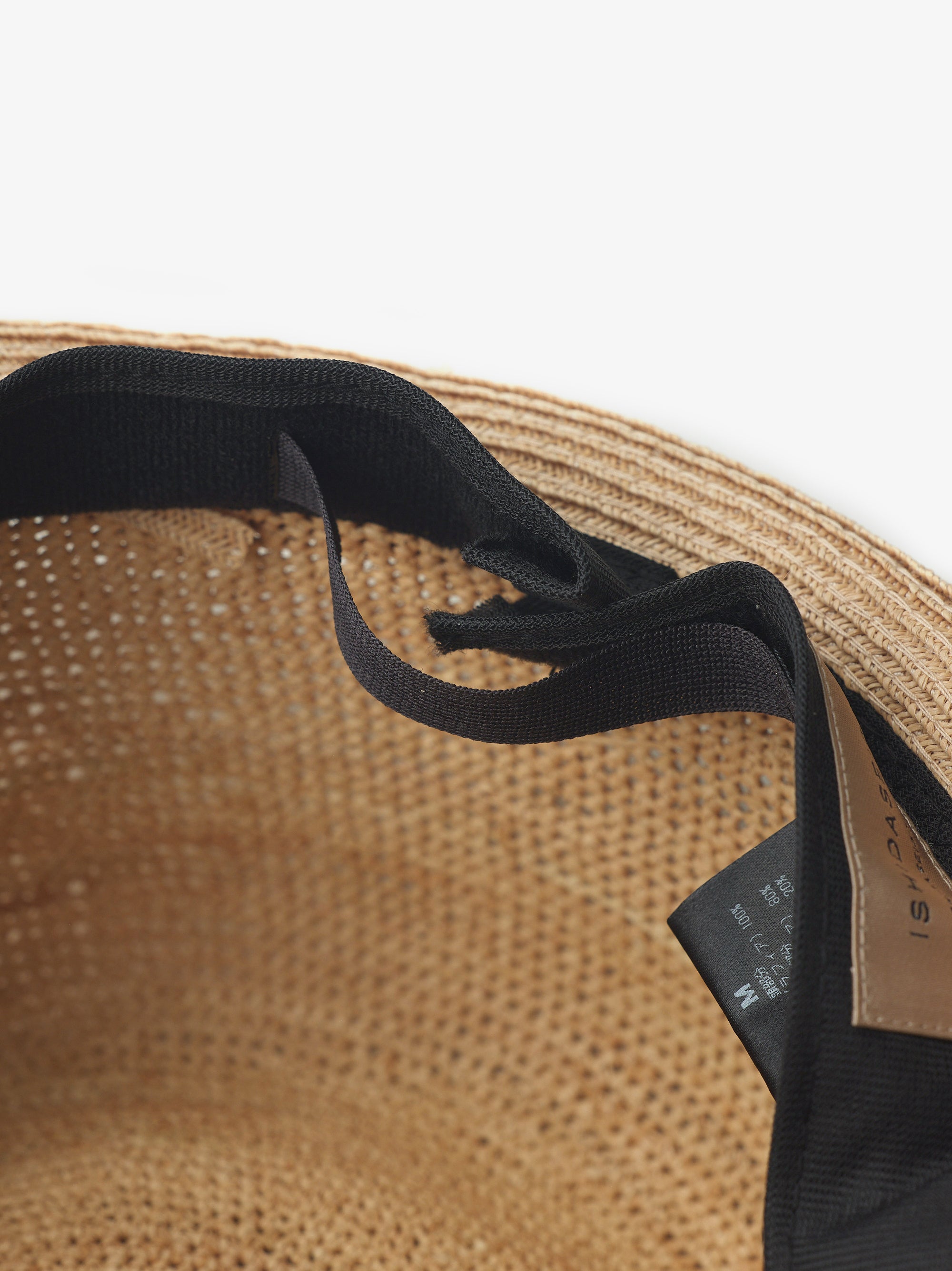 極細ラフィアかぎ編み ラフィアブレード コンビ革ベルト｜石田製帽