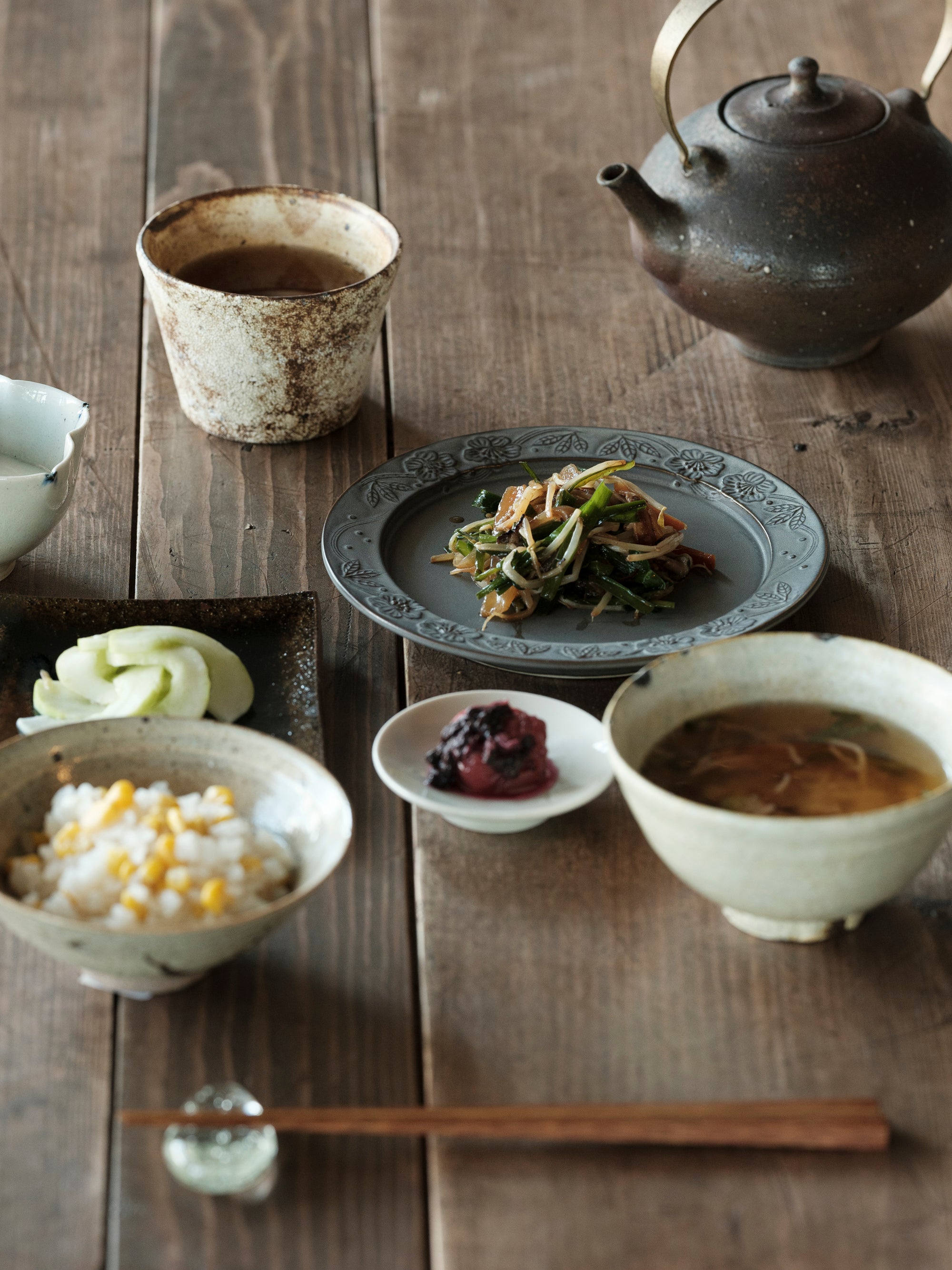 境知子/南蛮焼締/真ちゅうハンドル土瓶