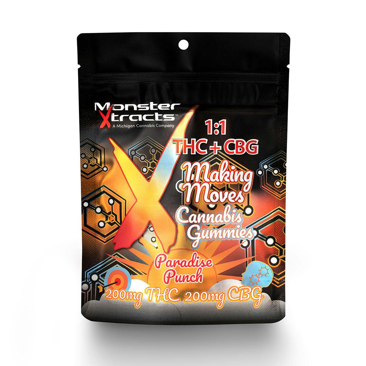 Paradise Punch 200mg CBG 200mg THC Infused Gummies - Monster Xtracts