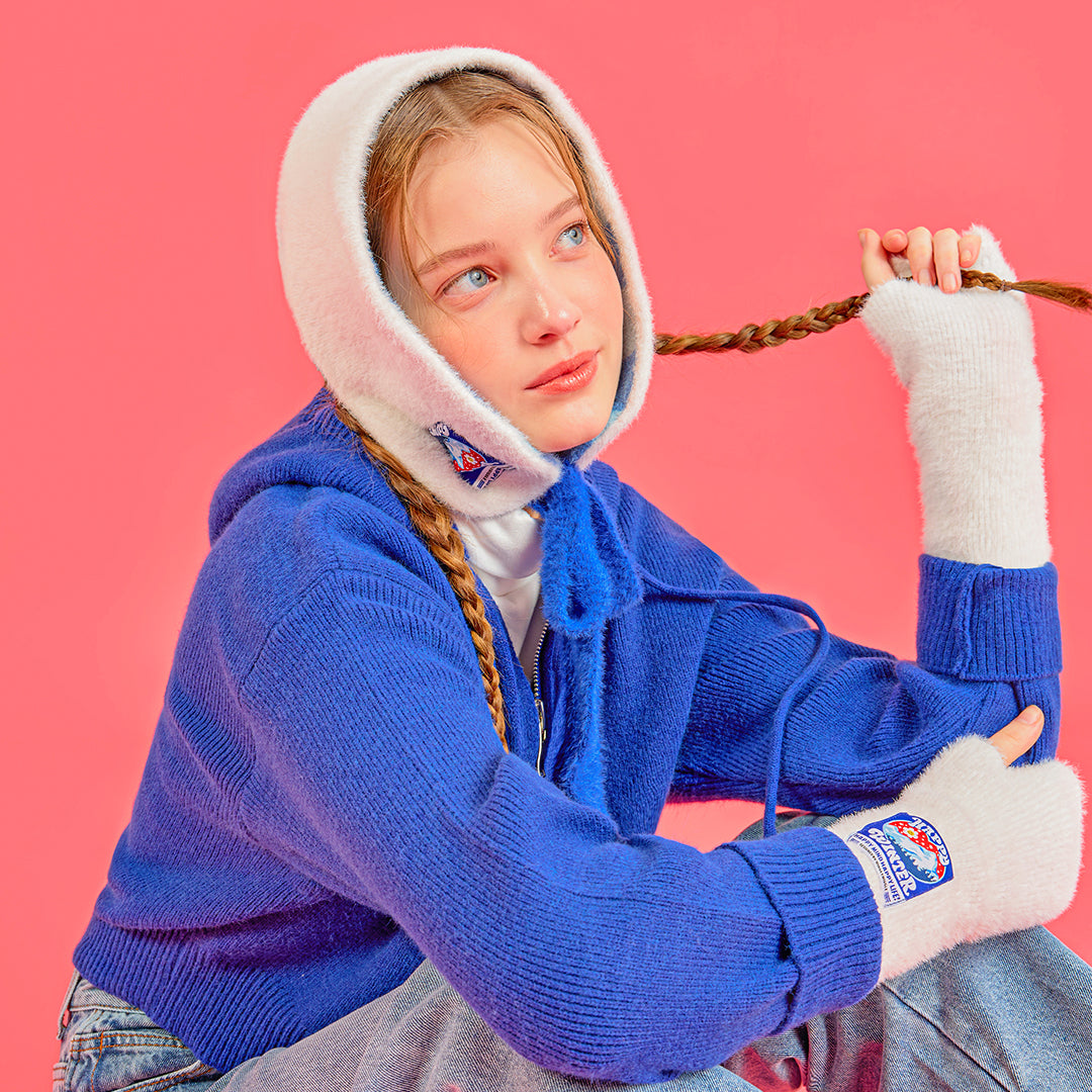 耳あて - Blue Checkerboard