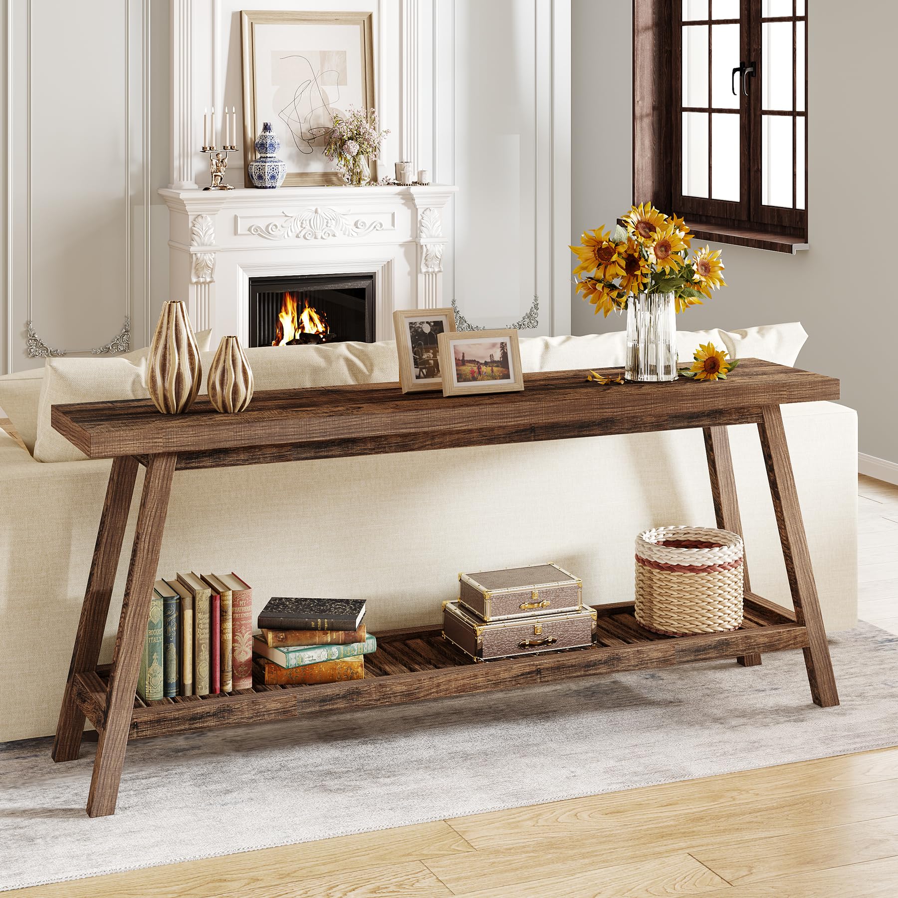 Tribesigns Farmhouse Console Entryway Table: 70.9 Inches All Wood