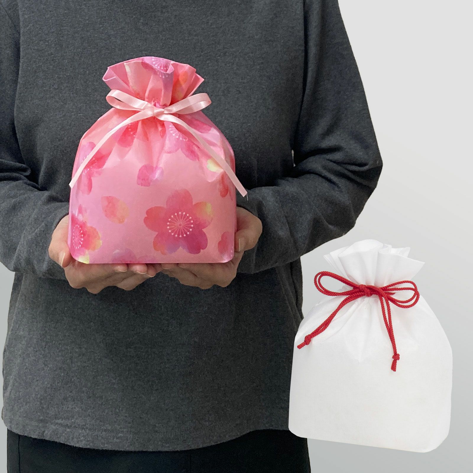 セミオーダー】巾着袋（中）｜不織布ラッピング袋｜100枚入｜不織布