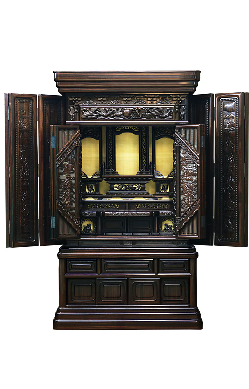 唐木仏壇 山門 本黒檀 57×34号 (お仏壇本体のみ)｜三善堂オンライン